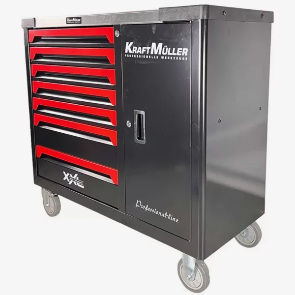 Servante d’atelier Kingsize noire XXL Kraftmüller 7 tiroirs outillés + repousse-pistons Servante d’atelier Kingsize noire XXL Kraftmüller 7 tiroirs outillés + repousse-pistons