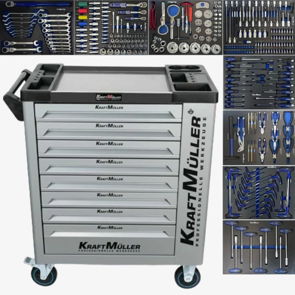 produit Servante PRO Kraft Muller XXL KM 88 TOOL grise Servante PRO Kraft Muller XXL KM 88 TOOL grise dont repousses pistons